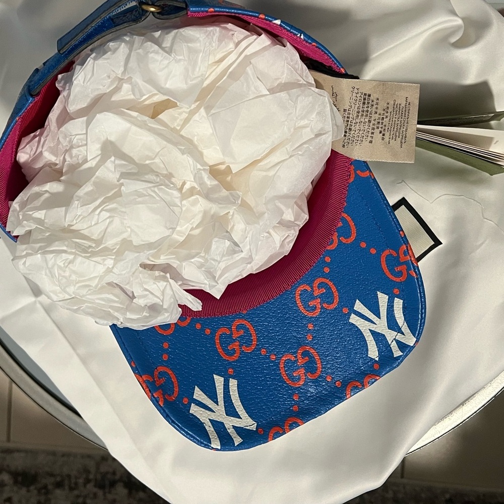 NWT-Gucci Unisex Blue Yankees GG Baseball Hat/Cap - Picture 7 of 11